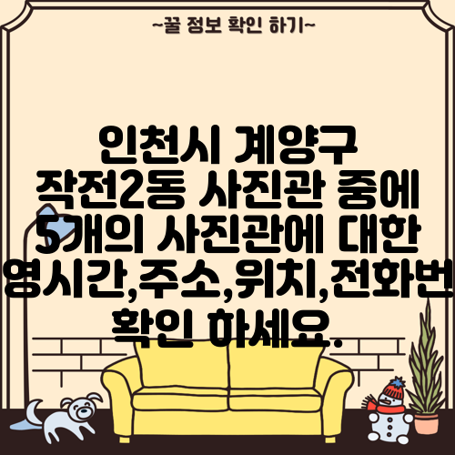 인천시 계양구 작전2동 사진관 중에 5개의 사진관에 대한 운영시간,주소,위치,전화번호 확인 하세요.