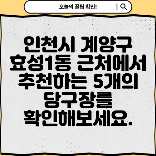 인천시 계양구 효성1동 근처에서 추천하는 5개의 당구장를 확인해보세요.