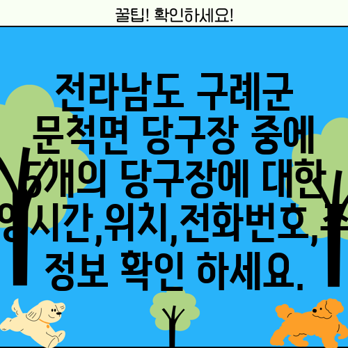 전라남도 구례군 문척면 당구장 중에 5개의 당구장에 대한 운영시간,위치,전화번호,주소 정보 확인 하세요.