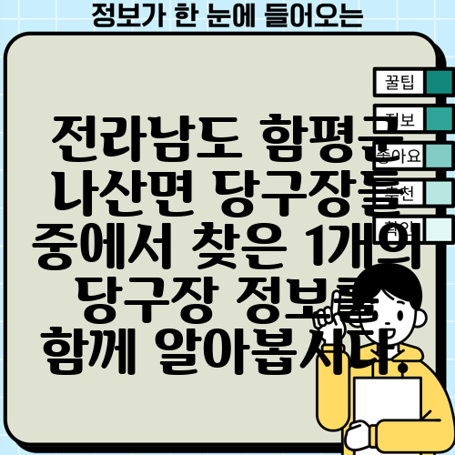 전라남도 함평군 나산면 당구장들 중에서 찾은 1개의 당구장 정보를 함께 알아봅시다.