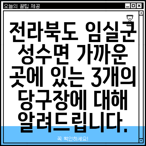 전라북도 임실군 성수면 가까운 곳에 있는 3개의 당구장에 대해 알려드립니다.