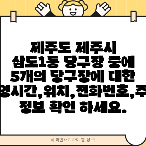 제주도 제주시 삼도1동 당구장 중에 5개의 당구장에 대한 운영시간,위치,전화번호,주소 정보 확인 하세요.