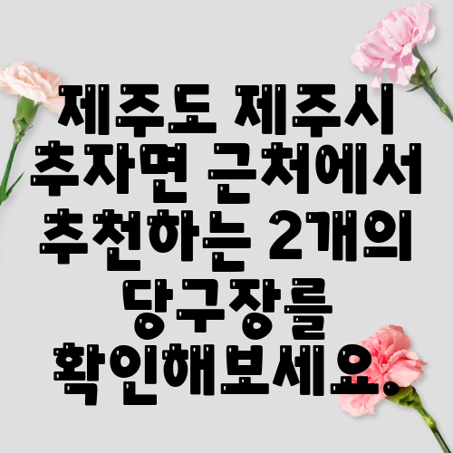 제주도 제주시 추자면 근처에서 추천하는 2개의 당구장를 확인해보세요.