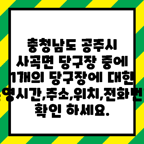 충청남도 공주시 사곡면 당구장 중에 1개의 당구장에 대한 운영시간,주소,위치,전화번호 확인 하세요.