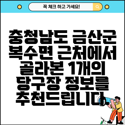 충청남도 금산군 복수면 근처에서 골라본 1개의 당구장 정보를 추천드립니다.