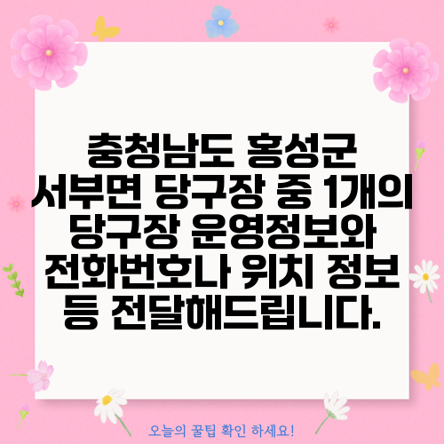 충청남도 홍성군 서부면 당구장 중 1개의 당구장 운영정보와 전화번호나 위치 정보 등 전달해드립니다.