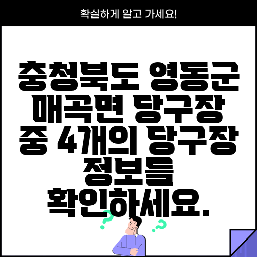 충청북도 영동군 매곡면 당구장 중 4개의 당구장 정보를 확인하세요.