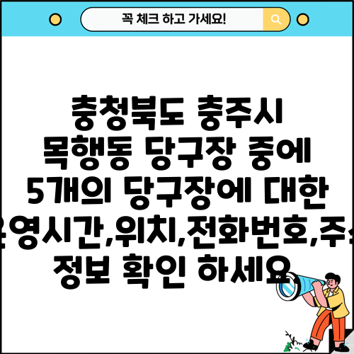 충청북도 충주시 목행동 당구장 중에 5개의 당구장에 대한 운영시간,위치,전화번호,주소 정보 확인 하세요.
